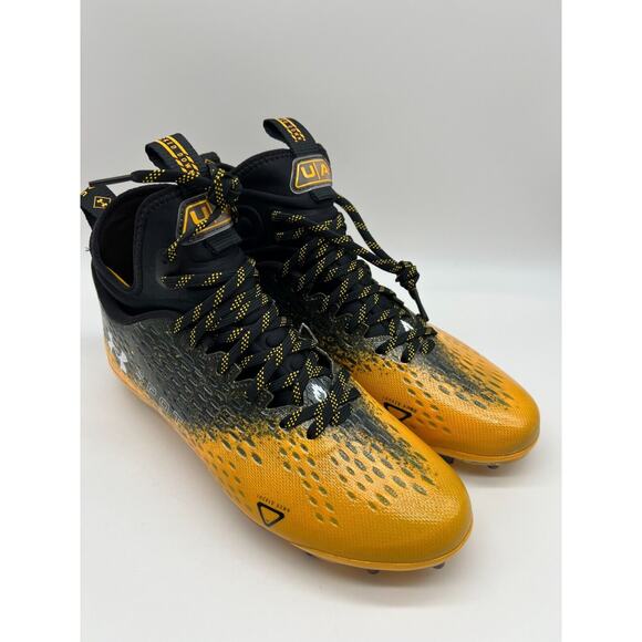 Under Armour Spotlight Lux 3026576-001 Yellow Black Football Cleats Men's Size 9 - Picture 6 of 12